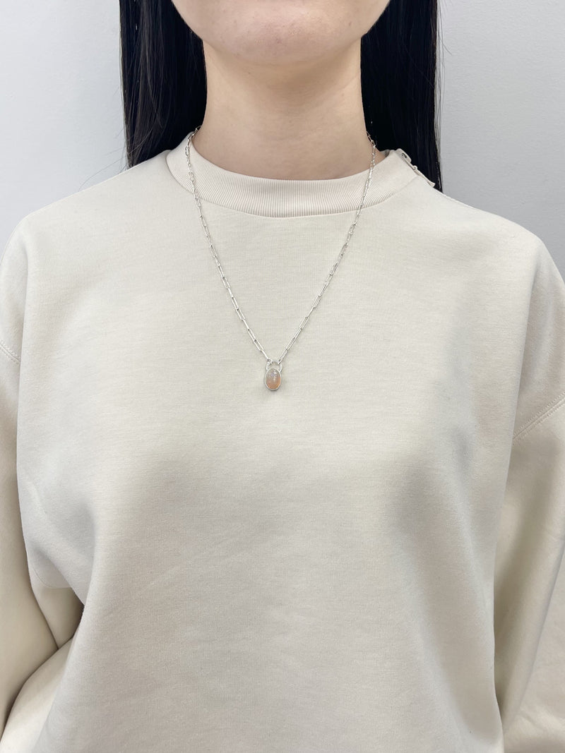 10月誕生石オパールのシルバーネックレス