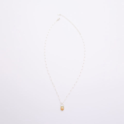 10月誕生石オパールのシルバーネックレス