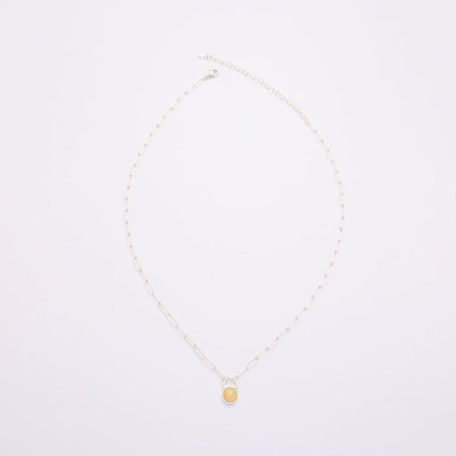 10月誕生石オパールのシルバーネックレス