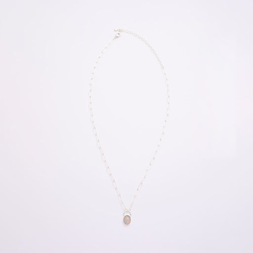 10月誕生石オパールのシルバーネックレス