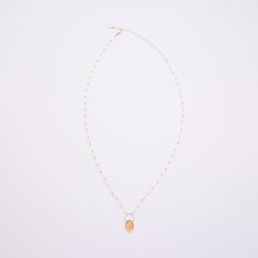 10月誕生石オパールのシルバーネックレス