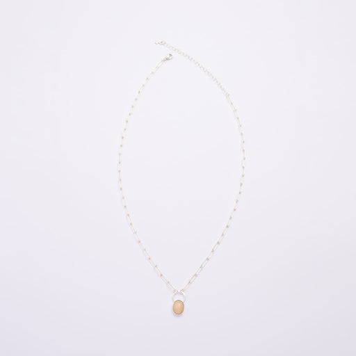 10月誕生石オパールのシルバーネックレス