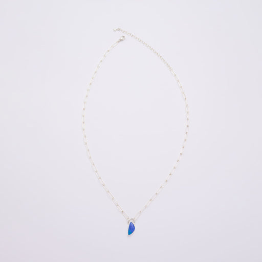 10月誕生石オパールのシルバーネックレス