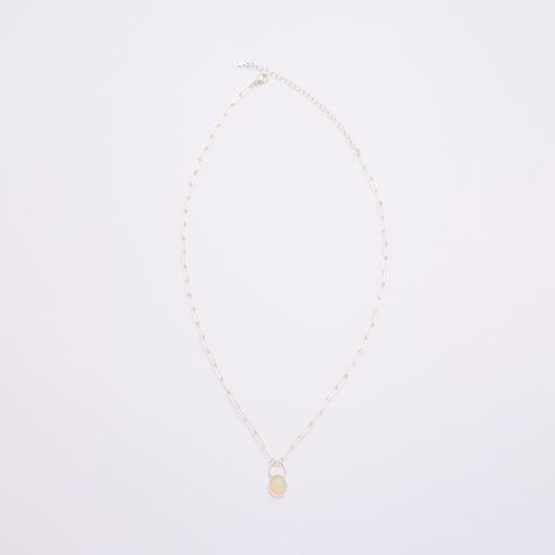 10月誕生石オパールのシルバーネックレス