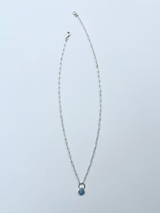 10月誕生石オパールのシルバーネックレス