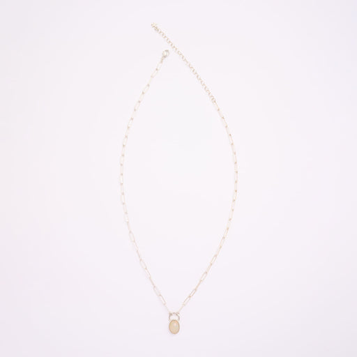 10月誕生石オパールのシルバーネックレス