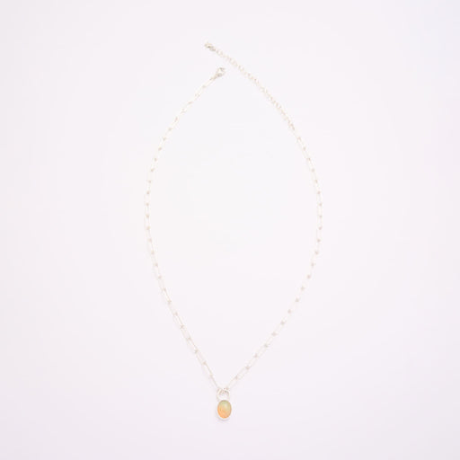 10月誕生石オパールのシルバーネックレス