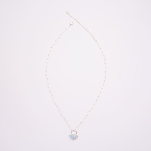 10月誕生石オパールのシルバーネックレス