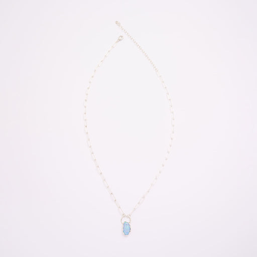 10月誕生石オパールのシルバーネックレス