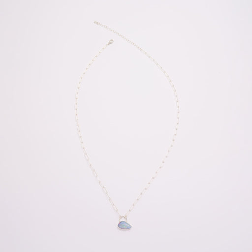 10月誕生石オパールのシルバーネックレス