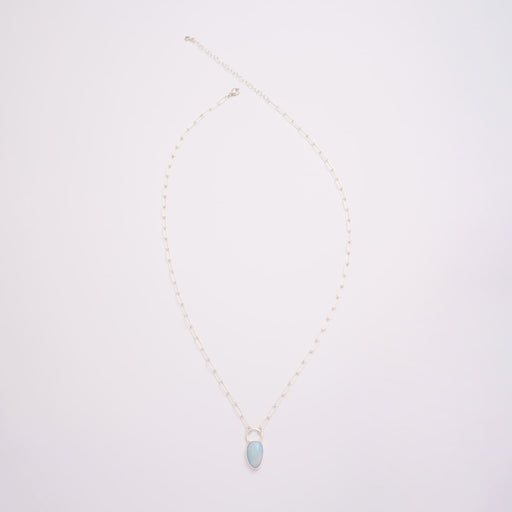 10月誕生石オパールのシルバーネックレス