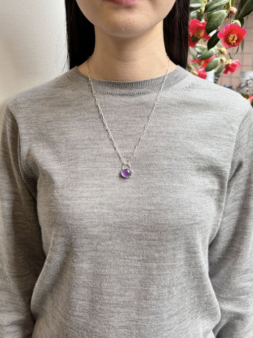 2月誕生石アメシストのシルバーネックレス
