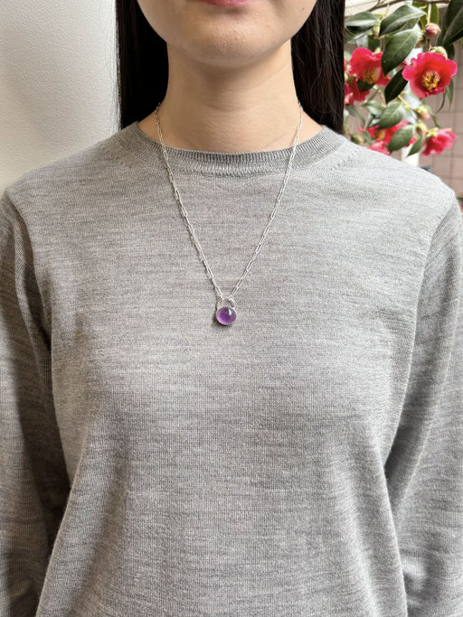2月誕生石アメシストのシルバーネックレス