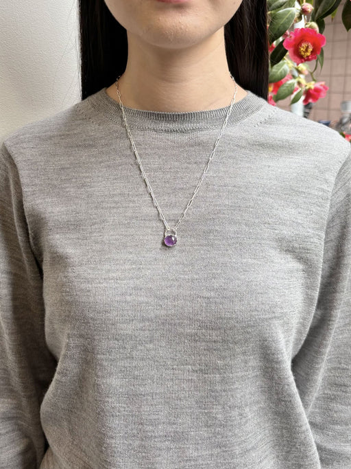 2月誕生石アメシストのシルバーネックレス