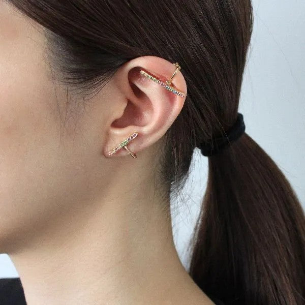 カラフルラインストーン ピアス