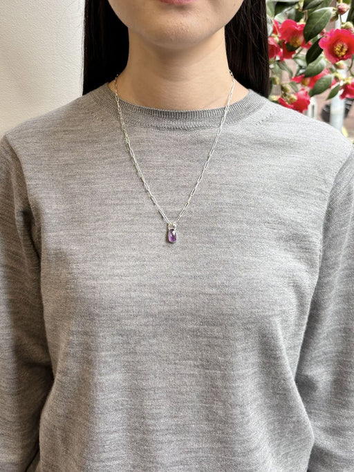 2月誕生石アメシストのシルバーネックレス