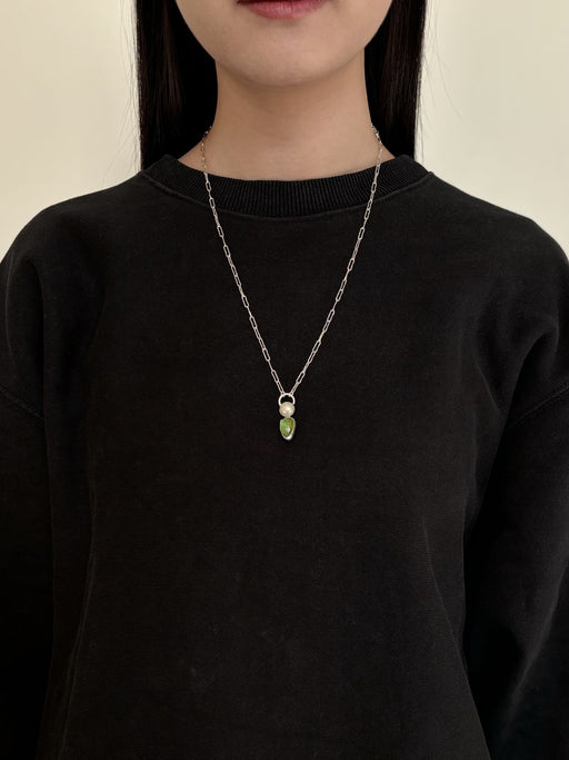 10月誕生石トルマリンのシルバーネックレス