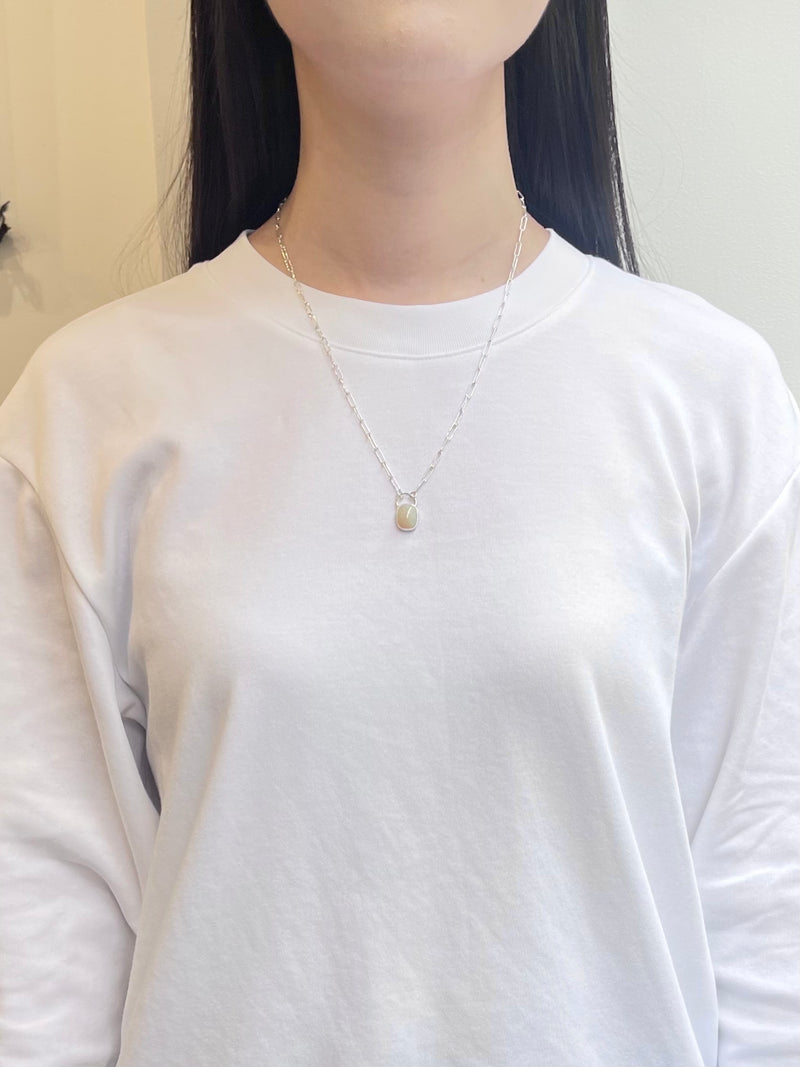 10月誕生石オパールのシルバーネックレス
