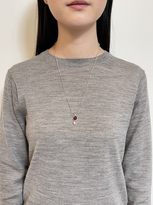 1月誕生石ガーネットのシルバーネックレス