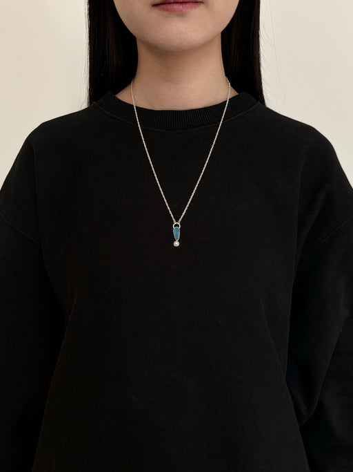 10月誕生石オパールのシルバーネックレス