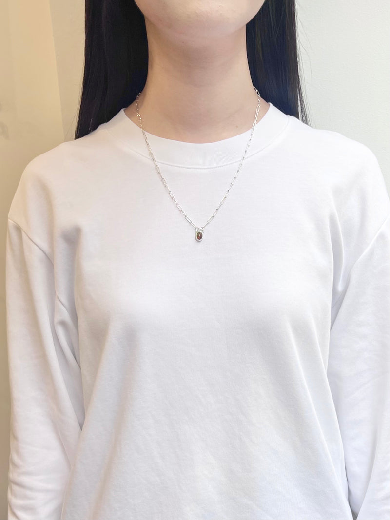 10月誕生石オパールのシルバーネックレス