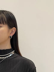 オブシディアンのシルバーピアス