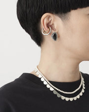 オブシディアンのシルバーピアス