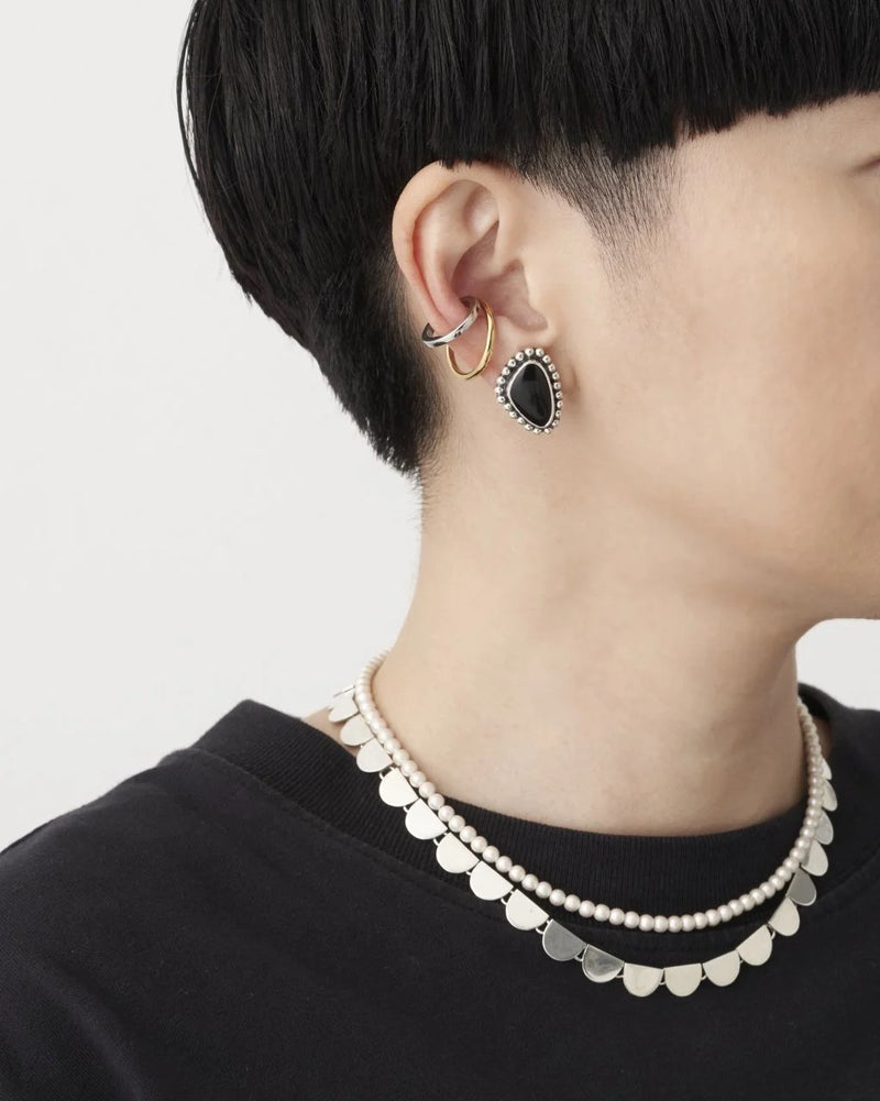 オブシディアンのシルバーピアス