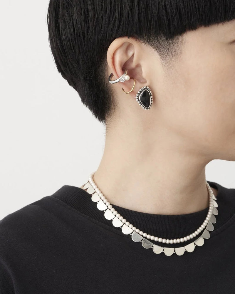 オブシディアンのシルバーピアス