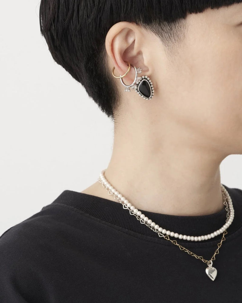 オブシディアンのシルバーピアス