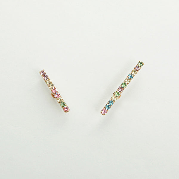 カラフルラインストーン ピアス
