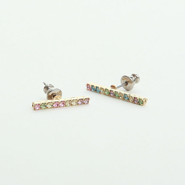 カラフルラインストーン ピアス