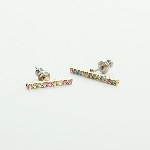 カラフルラインストーン ピアス