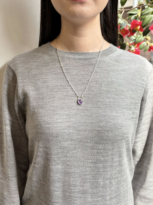 2月誕生石アメシストのシルバーネックレス