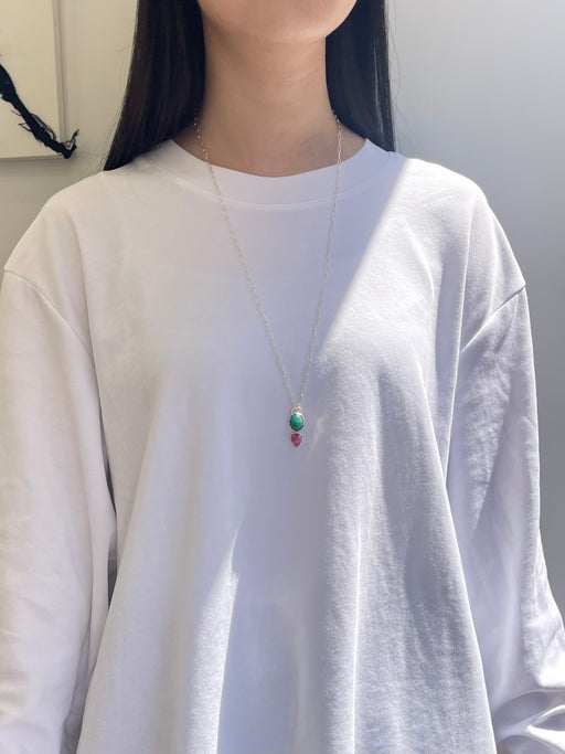 5月誕生石エメラルドのシルバーネックレス