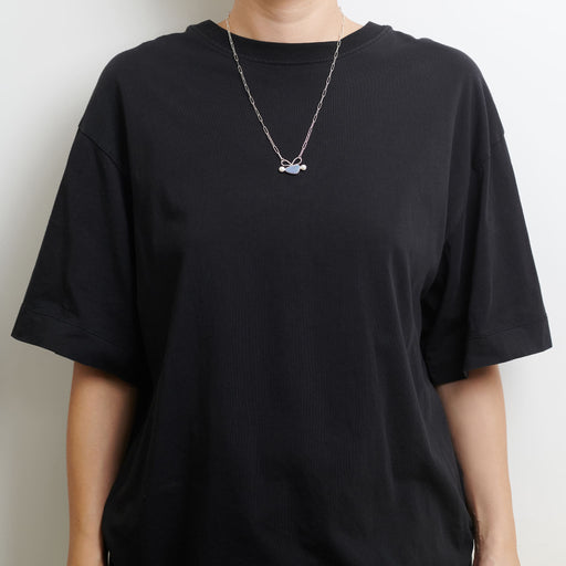 10月誕生石オパールのシルバーネックレス