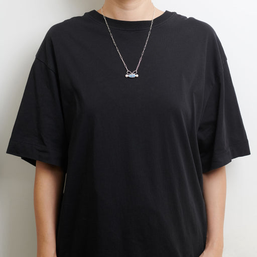 10月誕生石オパールのシルバーネックレス