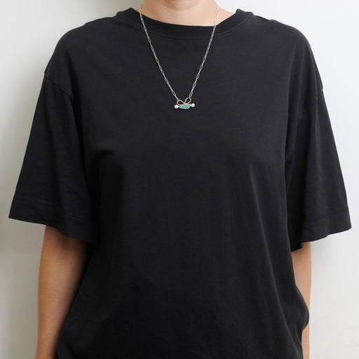 10月誕生石オパールのシルバーネックレス