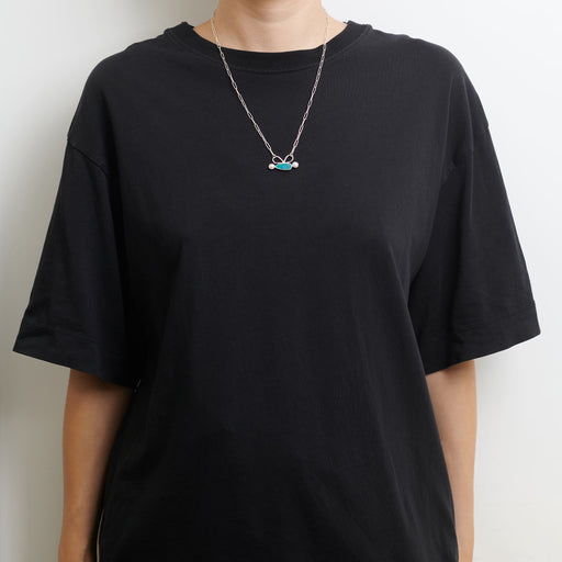 10月誕生石オパールのシルバーネックレス