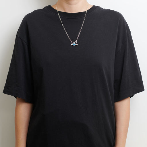 10月誕生石オパールのシルバーネックレス