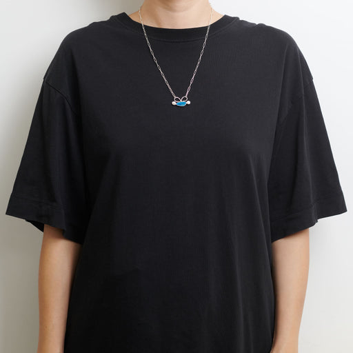 10月誕生石オパールのシルバーネックレス