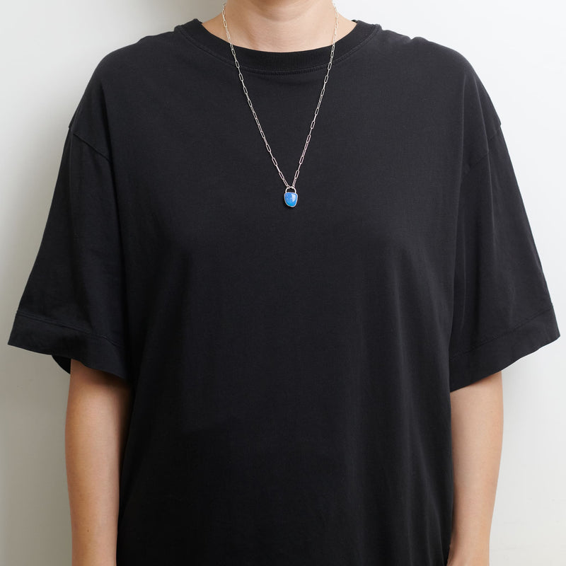 10月誕生石オパールのシルバーネックレス