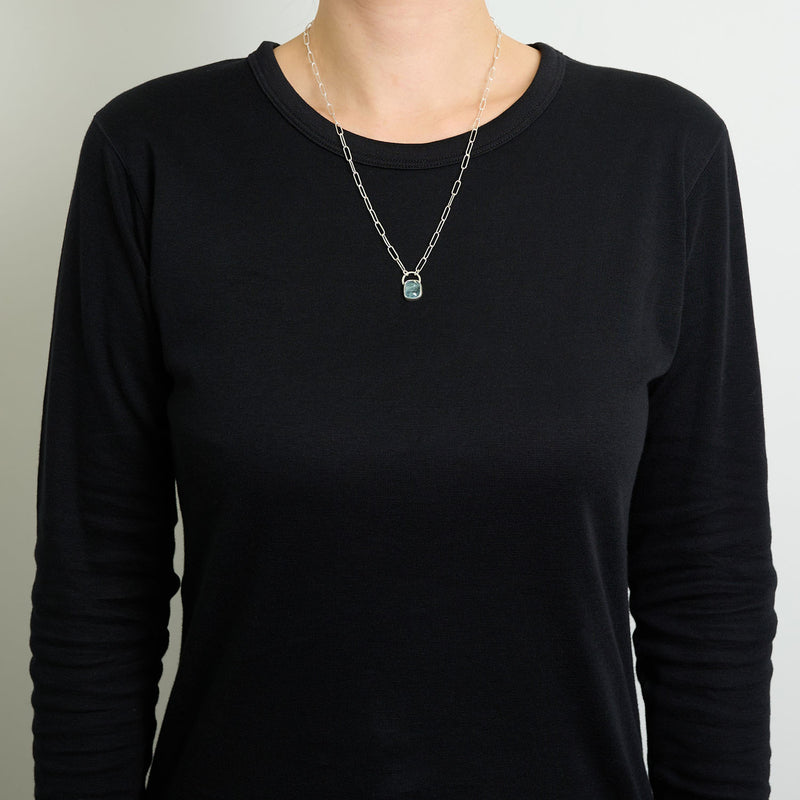 3月誕生石アクアマリンのシルバーネックレス