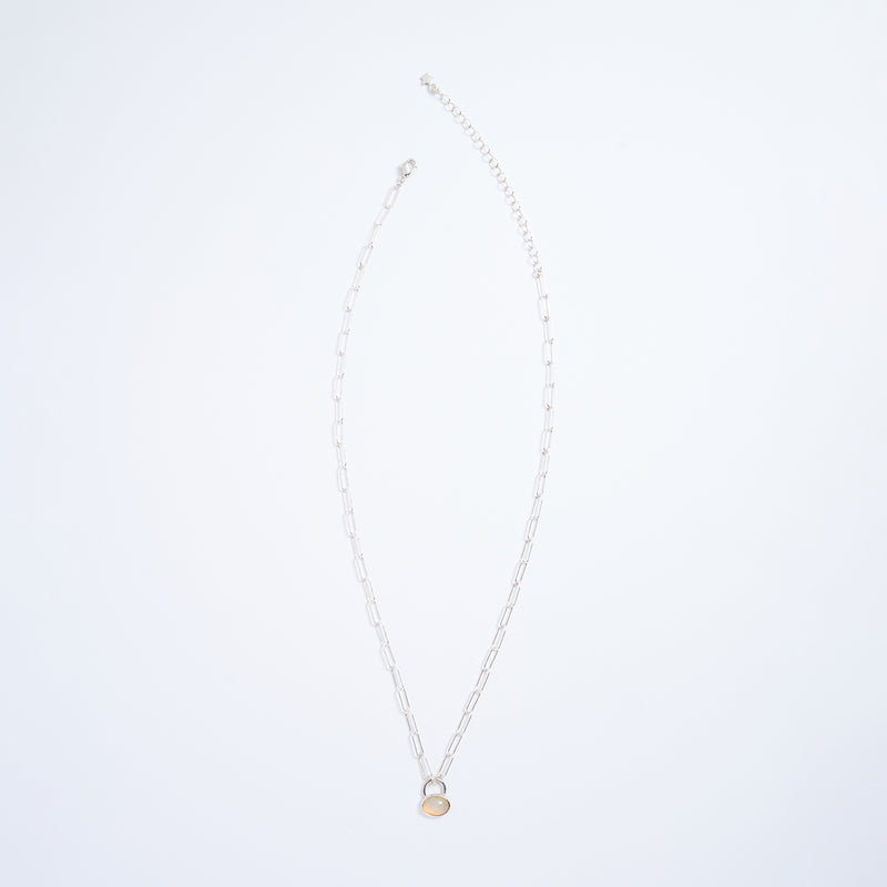 10月誕生石オパールのシルバーネックレス