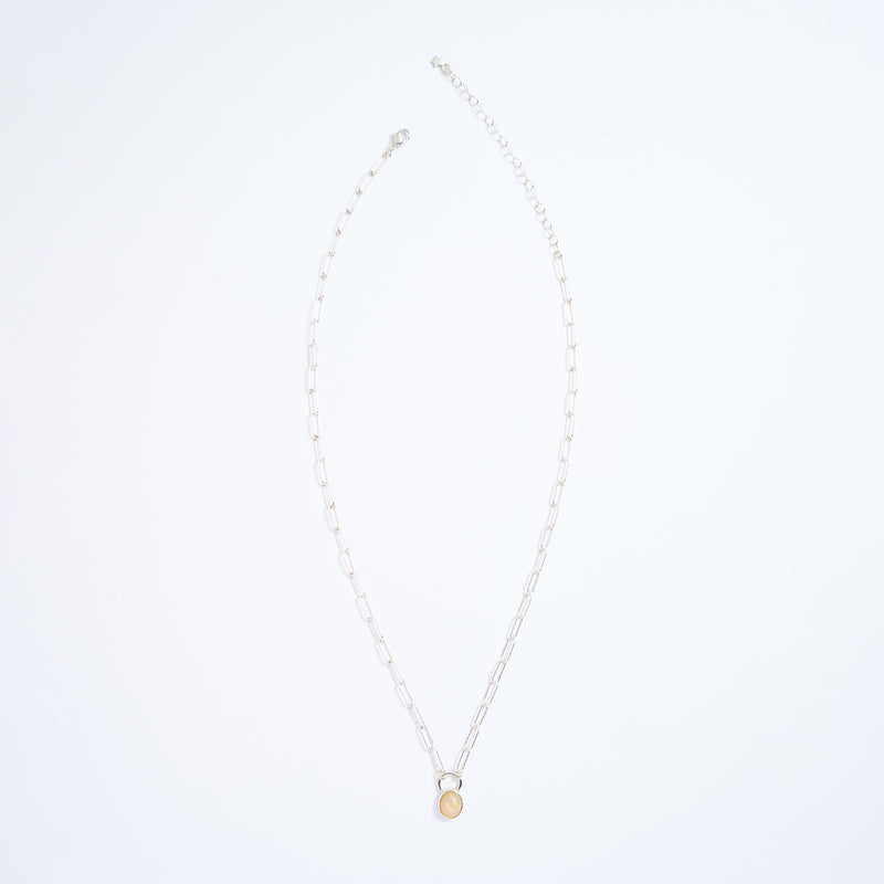 10月誕生石オパールのシルバーネックレス