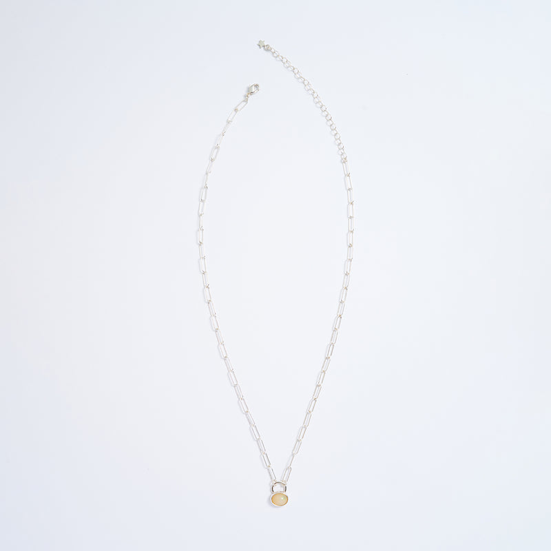 10月誕生石オパールのシルバーネックレス
