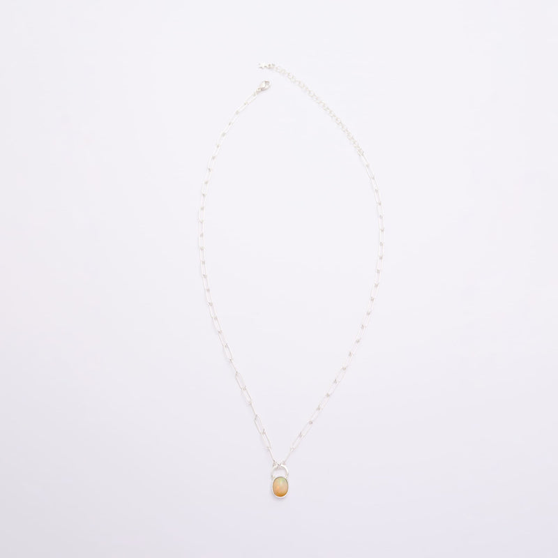 10月誕生石オパールのシルバーネックレス