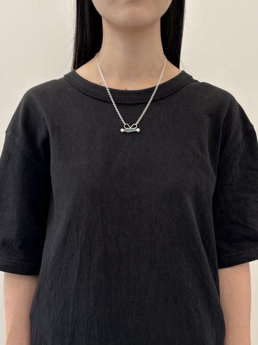 10月誕生石オパールのシルバーネックレス