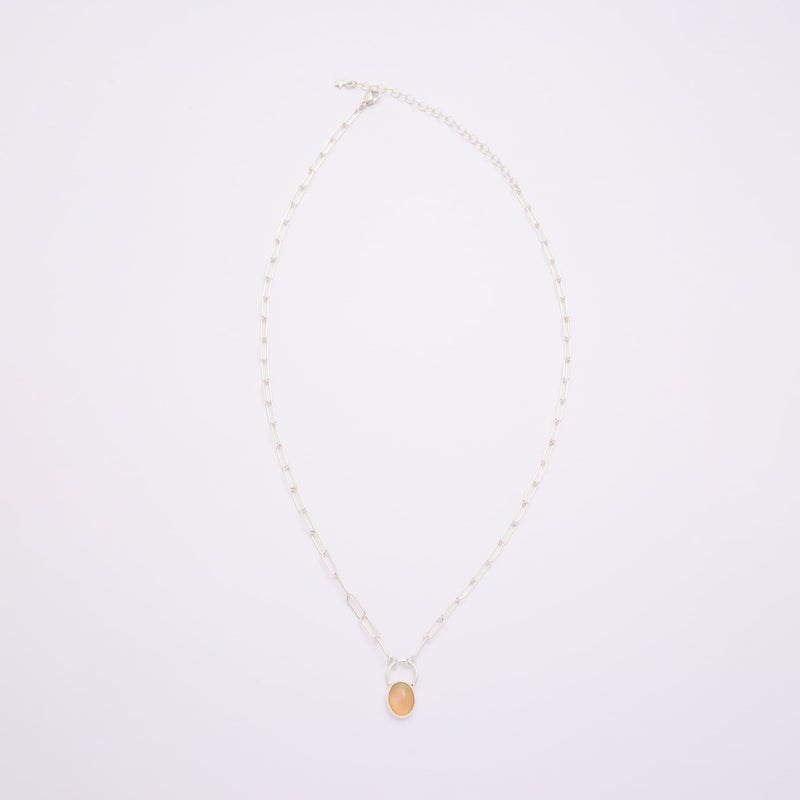 10月誕生石オパールのシルバーネックレス