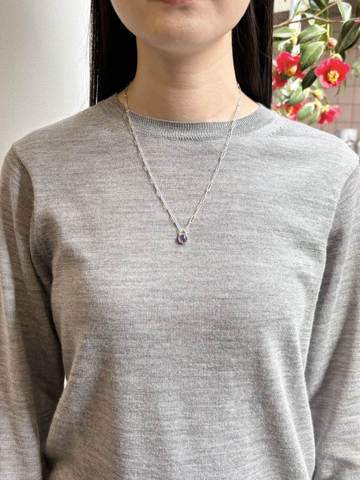 2月誕生石アメシストのシルバーネックレス